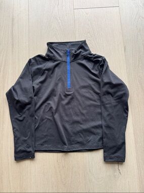 Primary Black Kids Half-Zip Sweatshirt with Blue Zipper